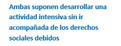 Cuadro de texto: Ambas suponen desarrollar una actividad intensiva sin ir acompañada de los derechos sociales debidos