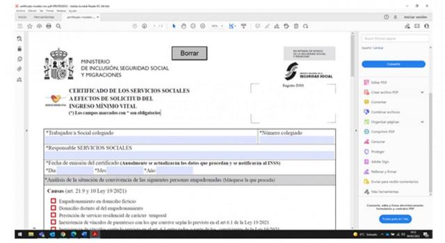 IMV: modelos a cumplimentar por los servicios sociales. Imagen de formularios para cumplimentar por los Servicios Sociales