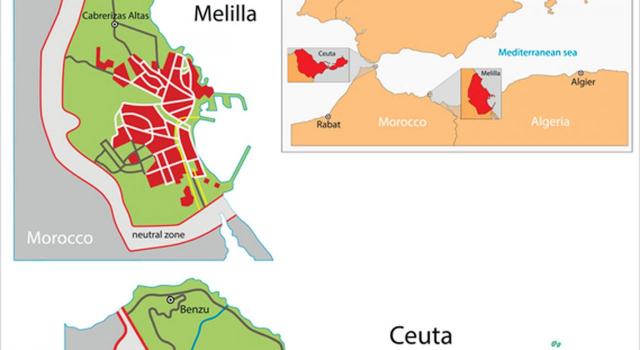 Concesión directa de subvenciones a empresas de Ceuta y Melilla. Imagen mapa de Ceuta y Melilla