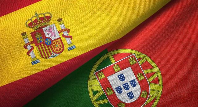 España y Portugal. Imagen de las banderas de España y Portugal 