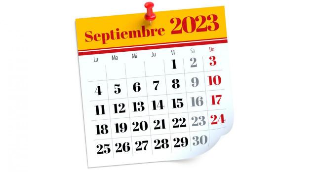RDL 1/2023: incentivos a la contratación vigentes el 1 de septiembre. Imagen de calendario de pared del mes de septiembre de 2023