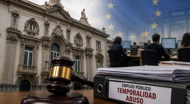 Abuso de temporalidad en el empleo público: el TS limita la fijeza y abre la vía de las indemnizaciones El Tribunal Supremo tira de «tópica» para desplazar y multiplicar, sin solución cierta, el quid iuris del abuso de temporalidad pública. Imagen de la fachada del Tribunal Supremo con la carpeta de empleo público